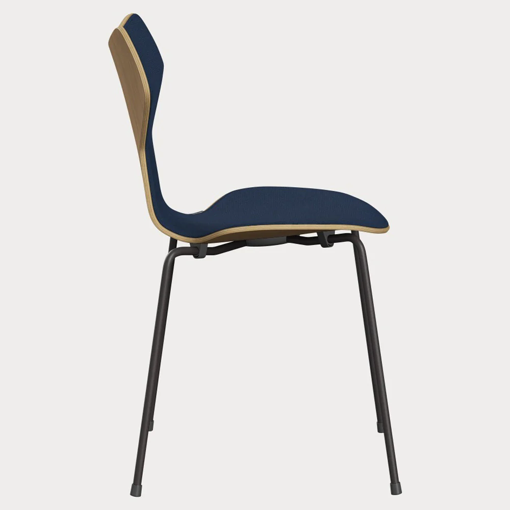 Grand Prix Front Upholstered Chair - Natural Veneer, Steel Base - Image 3
