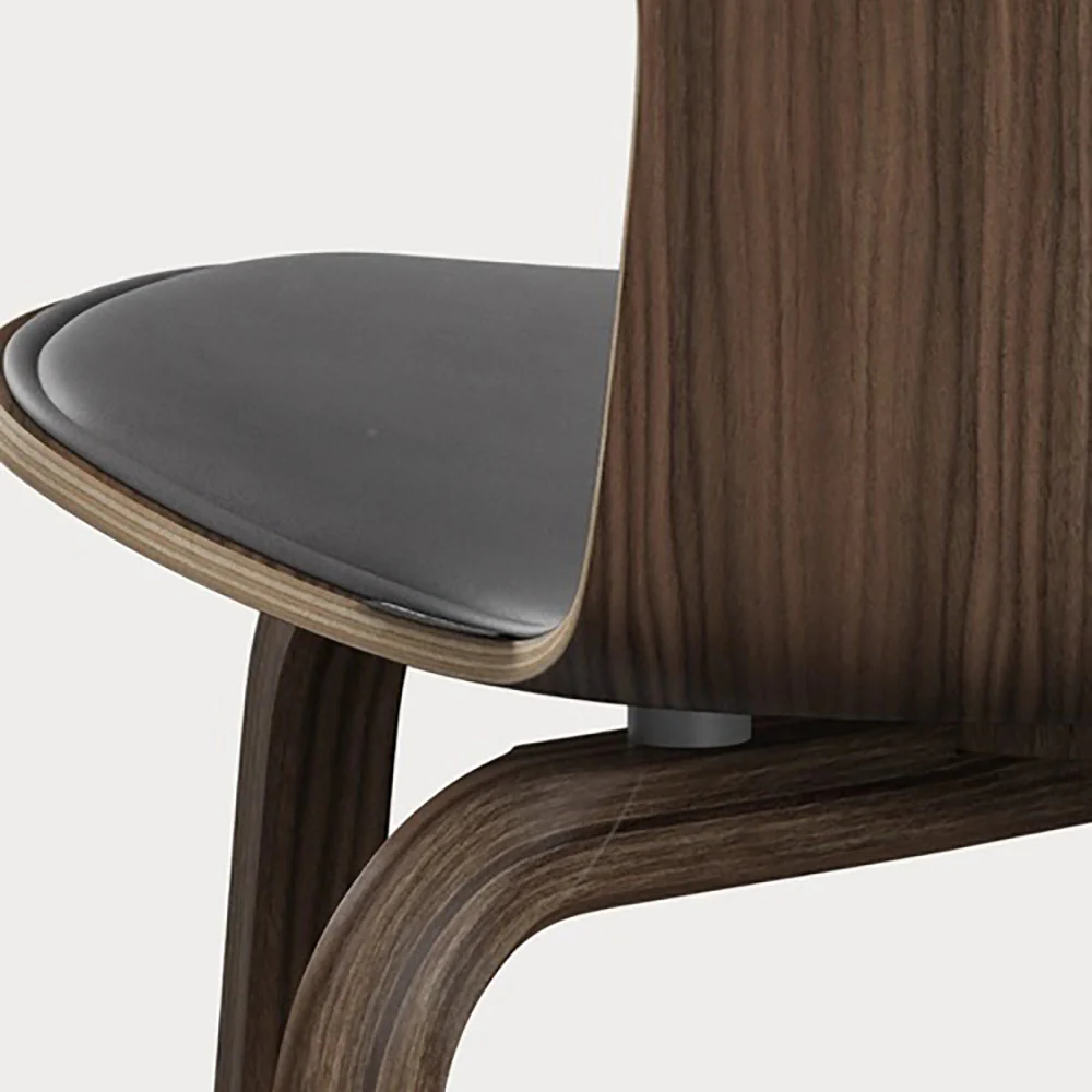 Grand Prix Front Upholstered Chair - Natural Veneer, Wooden Base - Image 5