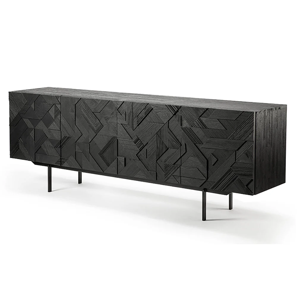 Graphic Sideboard - 4 Doors - Black Teak - Image 2