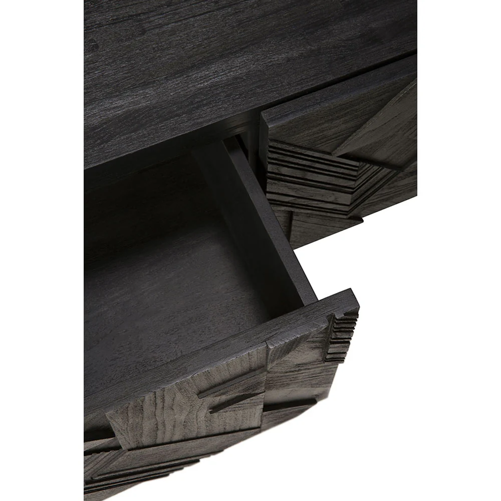 Graphic TV Cupboard - Black Teak, 2 Drawers - Image 6