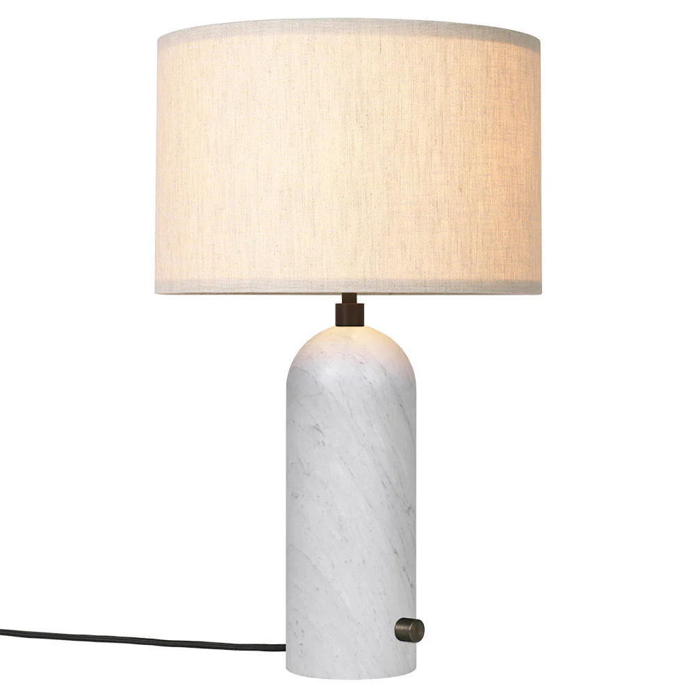 Gravity Table Lamp - White Marble, Canvas Shade - Image 2