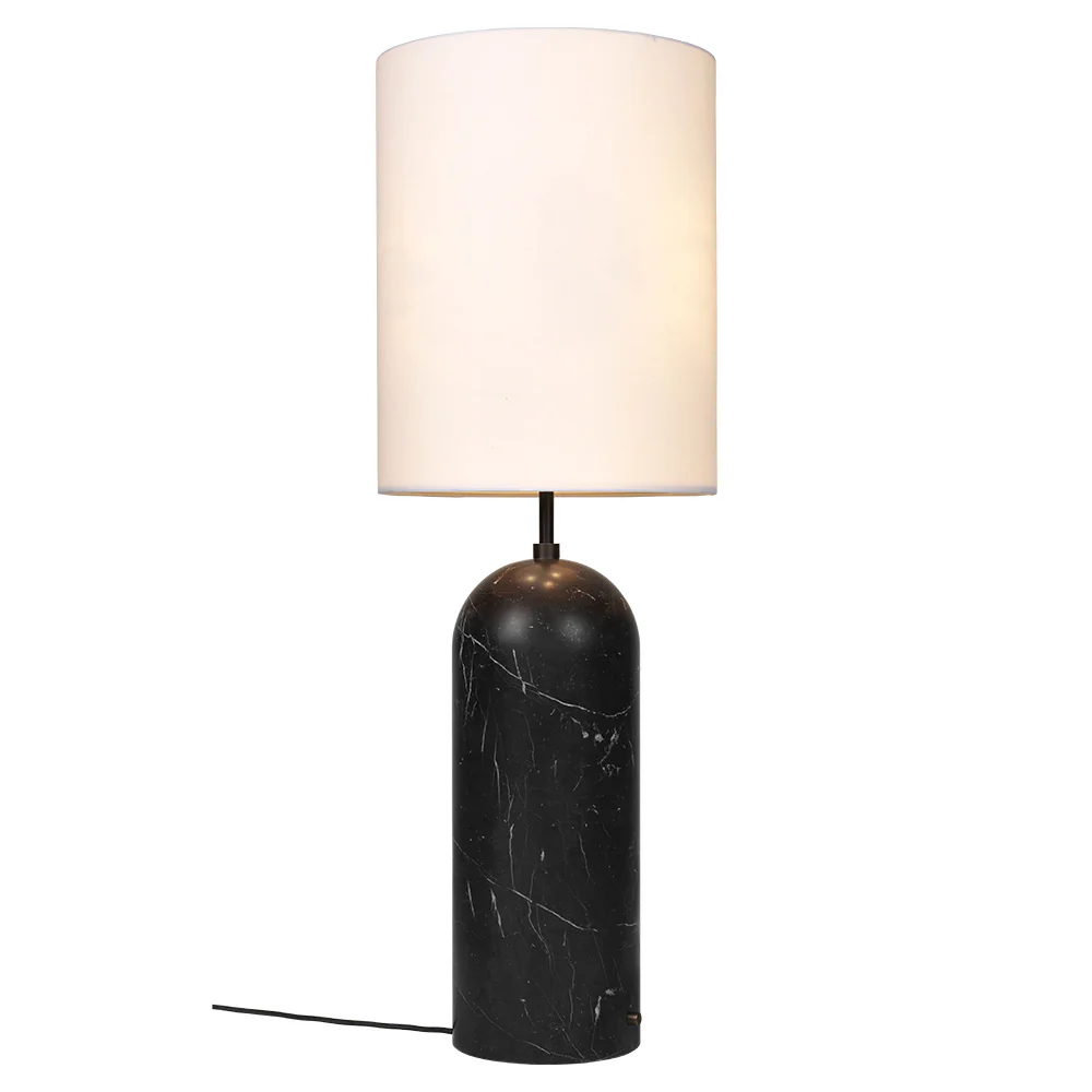 Gravity XL High Floor Lamp - Black Marble, White Shade - Image 2