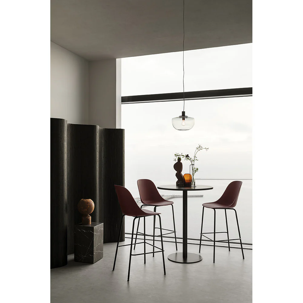 Harbour Column Round Bar Counter Table - Charcoal Linoleum, Round Base - Image 5
