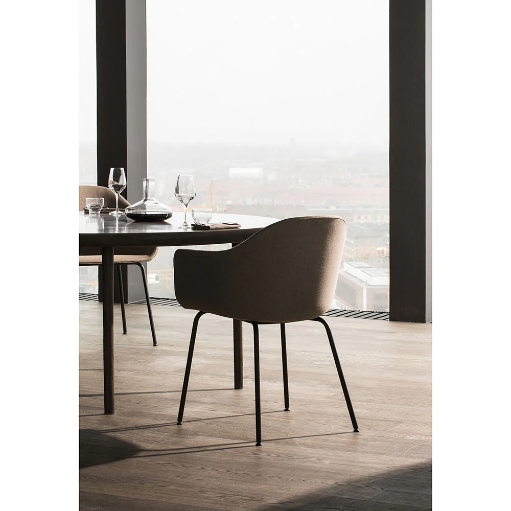 Harbour Dining Chair - Sandy Brown Remix 2, Black Steel Base - Image 4