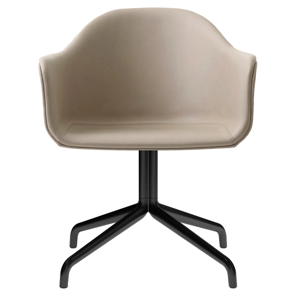 Harbour Upholstered Dining Chair - Black Aluminum Swivel Star Base