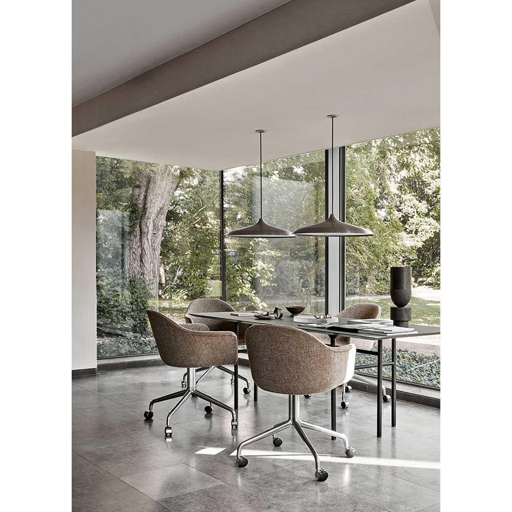 Harbour Upholstered Dining Chair - Polished Aluminum Star Base With Casters - Image 7