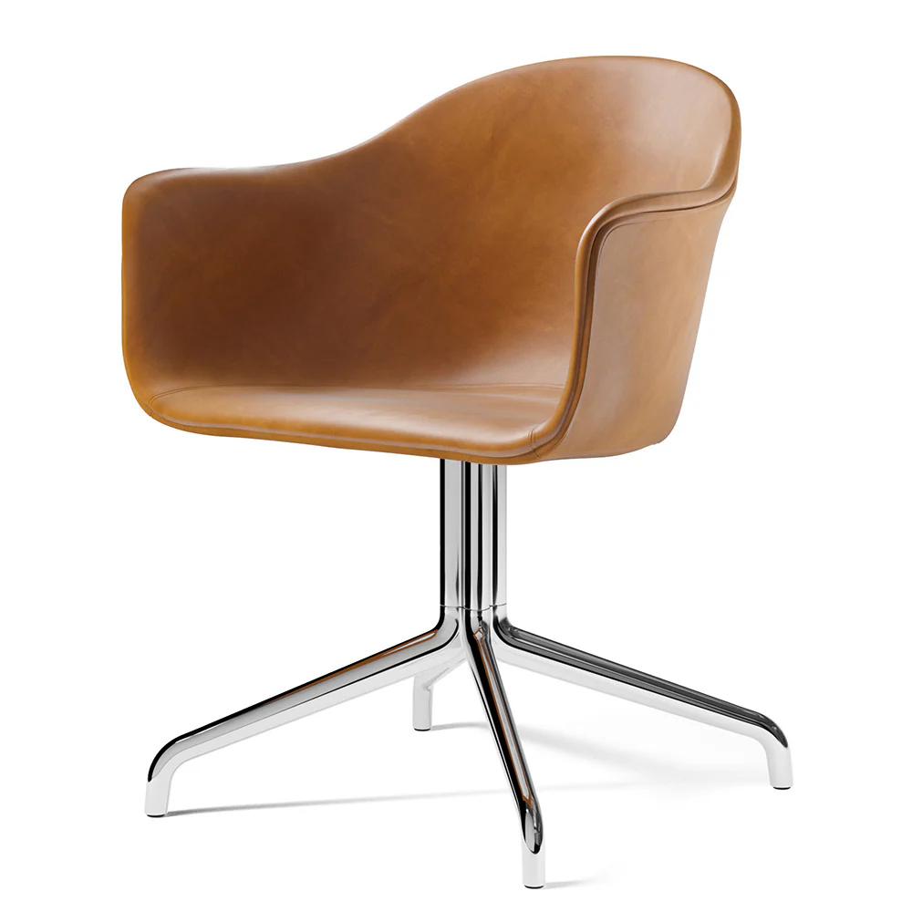 Harbour Upholstered Dining Chair - Polished Aluminum Swivel Star Base - Image 2