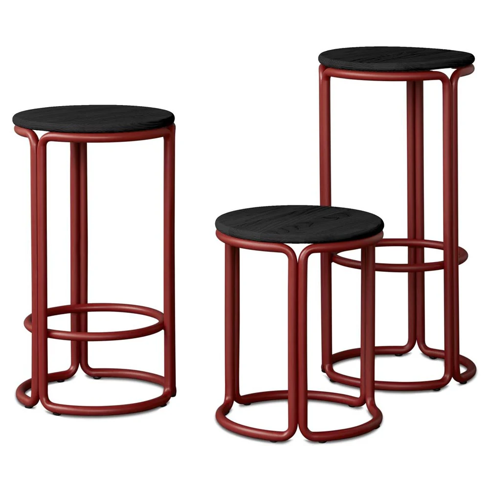 Hardie Bar Stool - Black Ash, Basque Red Frame - Image 2