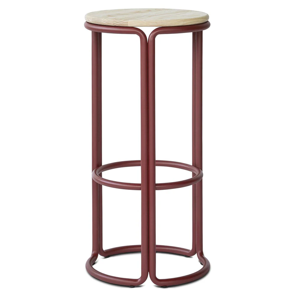 Hardie Bar Stool - Natural Ash, Basque Red Frame