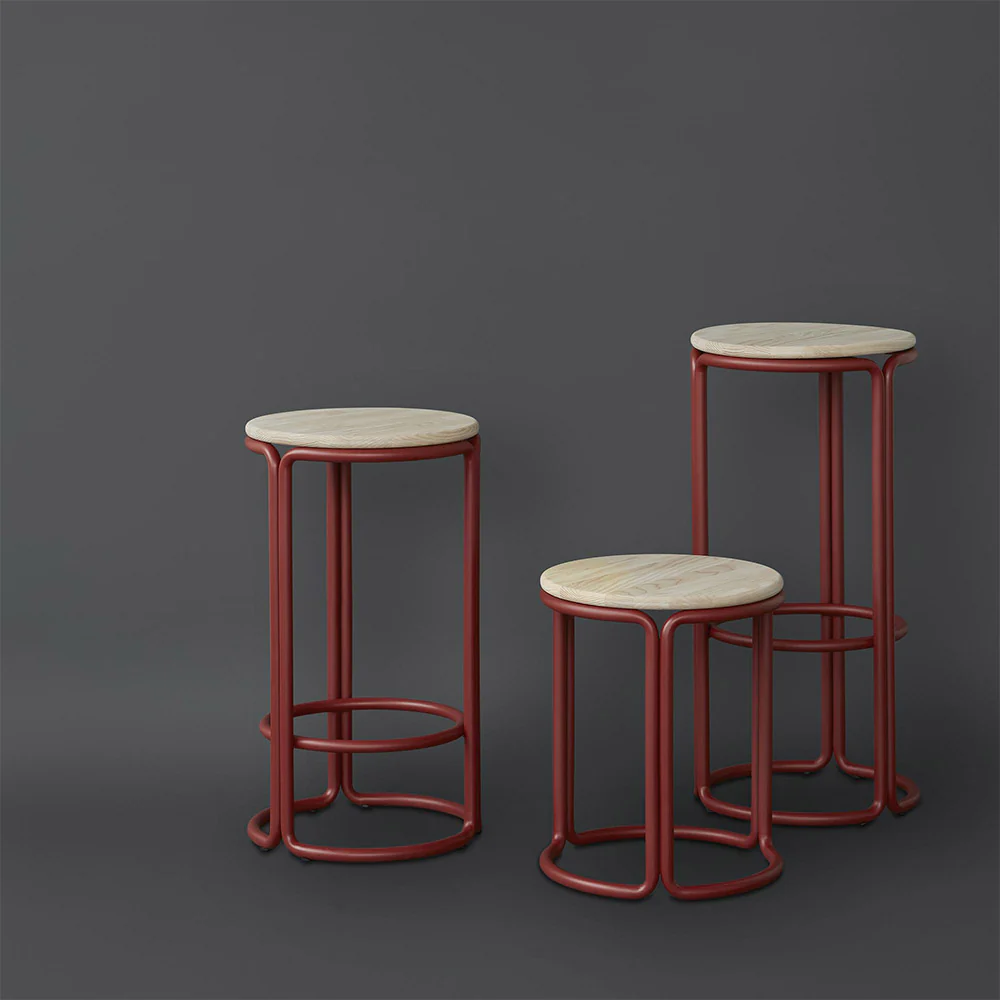 Hardie Counter Stool - Natural Ash, Basque Red Frame - Image 4