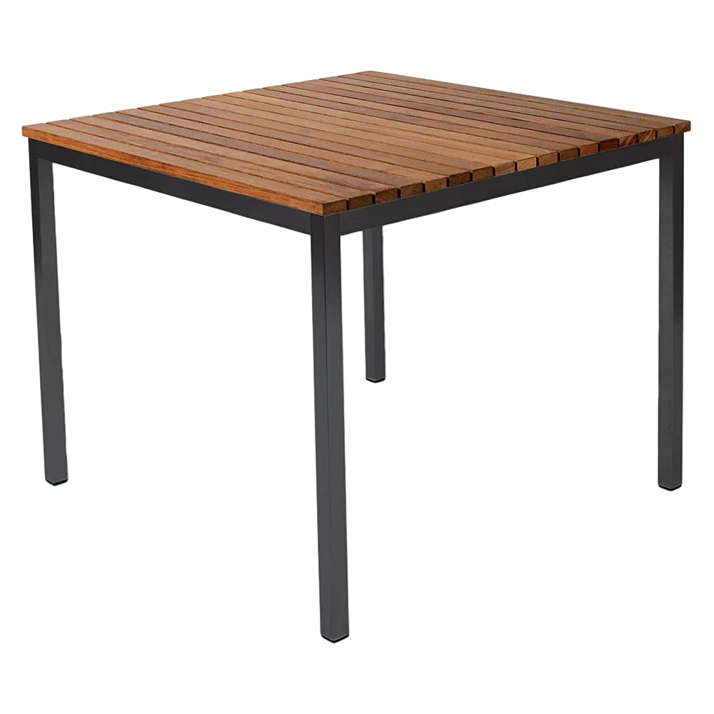 Haringe Outdoor Square Table - Teak, Black Stainless Steel Frame