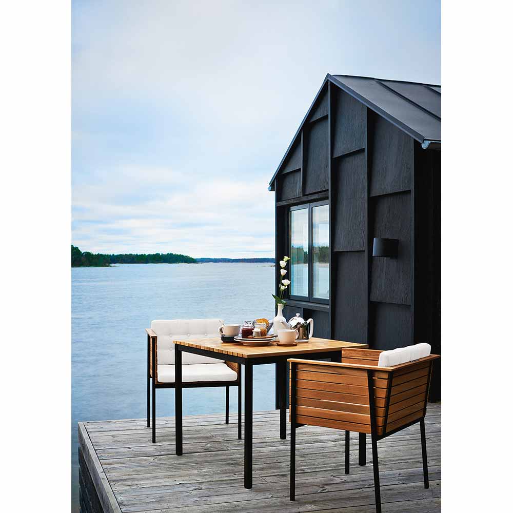 Haringe Outdoor Square Table - Teak, Black Stainless Steel Frame - Image 2