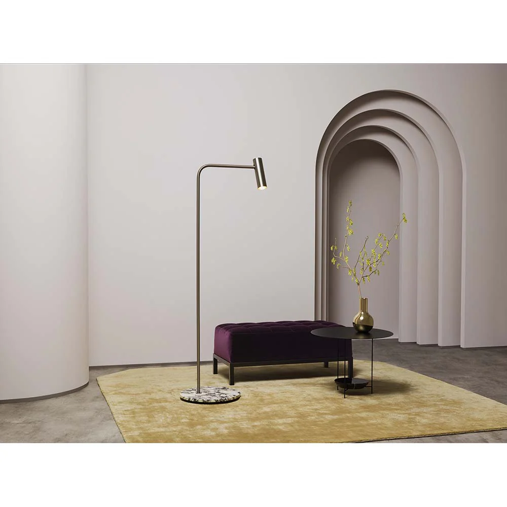 Heron Floor Lamp - Bronze, Viola Marble Base - Image 2