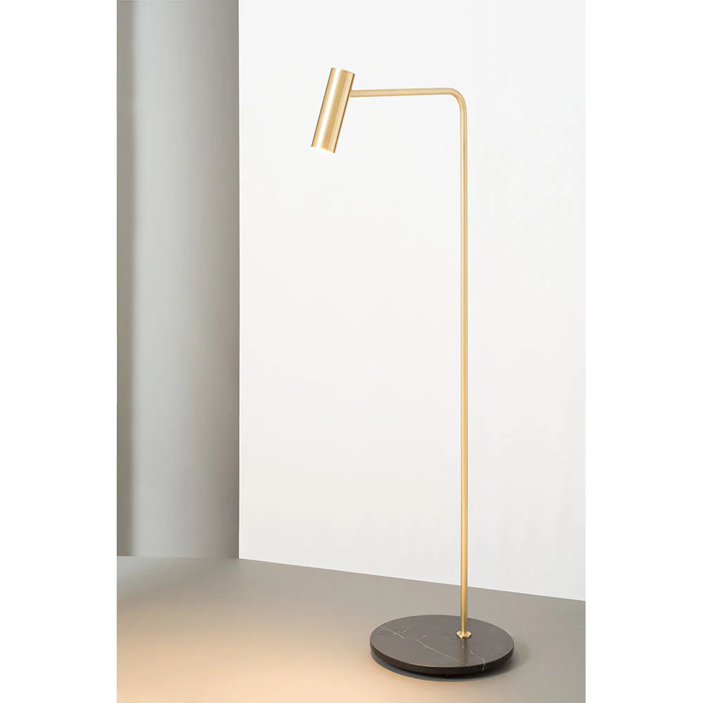 Heron Floor Lamp - Satin Brass, Black Marble Base - Image 4