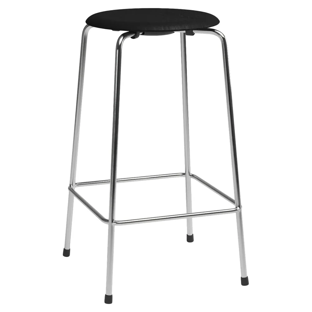High Dot Stool 4 Legs - Black Ash, Chrome Base - Image 2