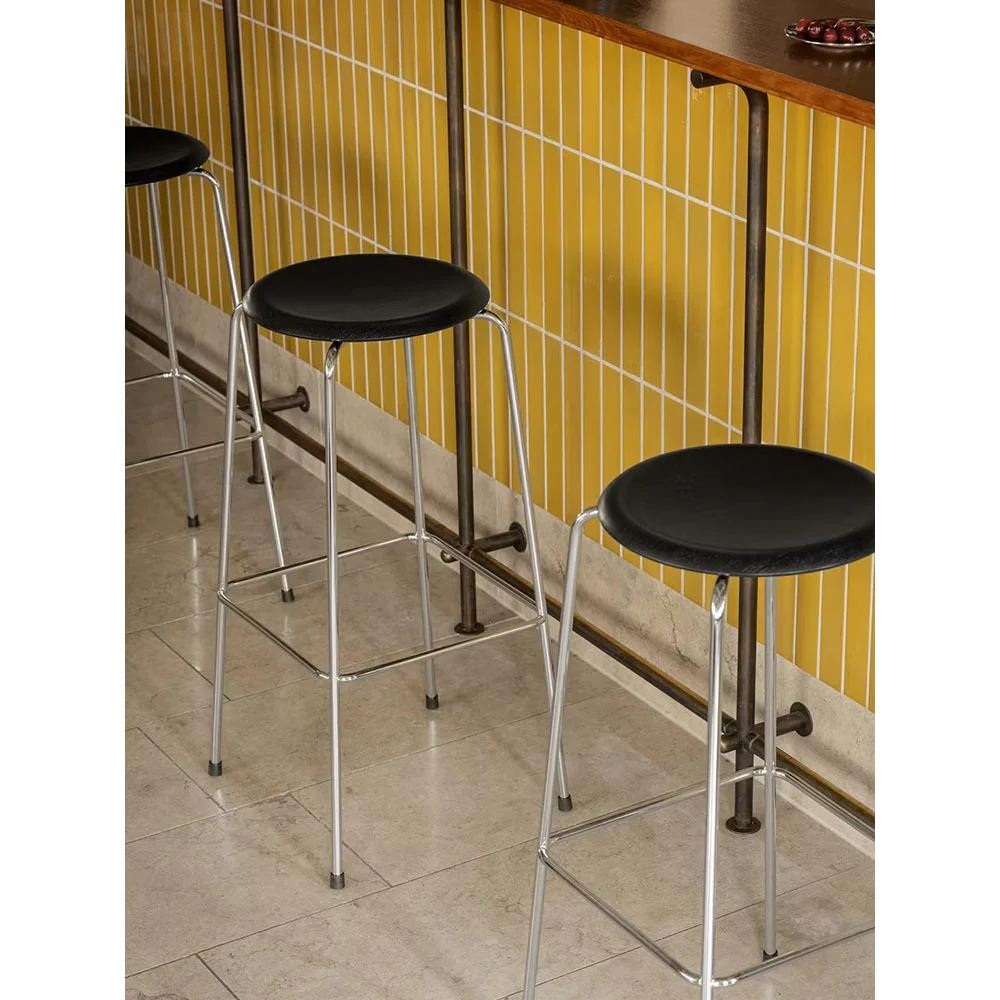High Dot Stool 4 Legs - Black Ash, Chrome Base - Image 3