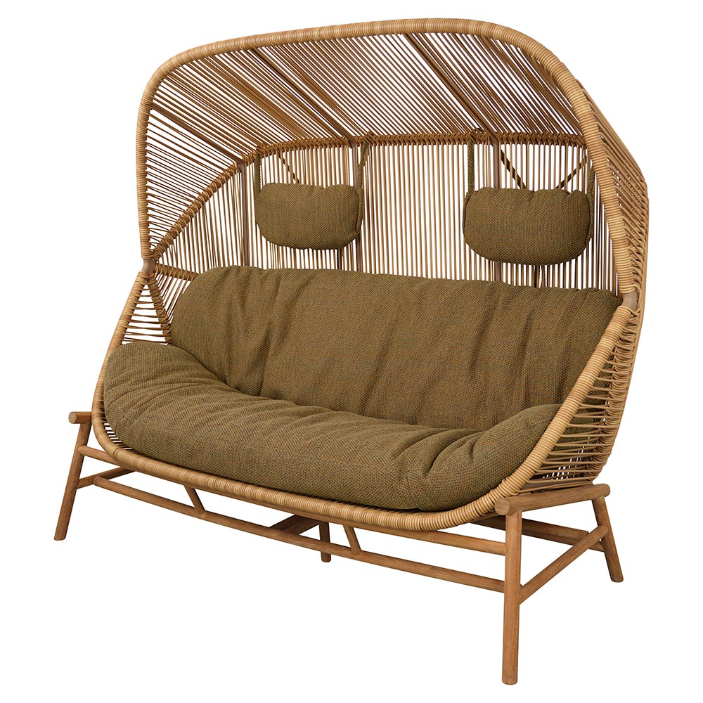 Hive Outdoor 2 Seater Sofa - Turmeric Yellow Cushions, Teak Base