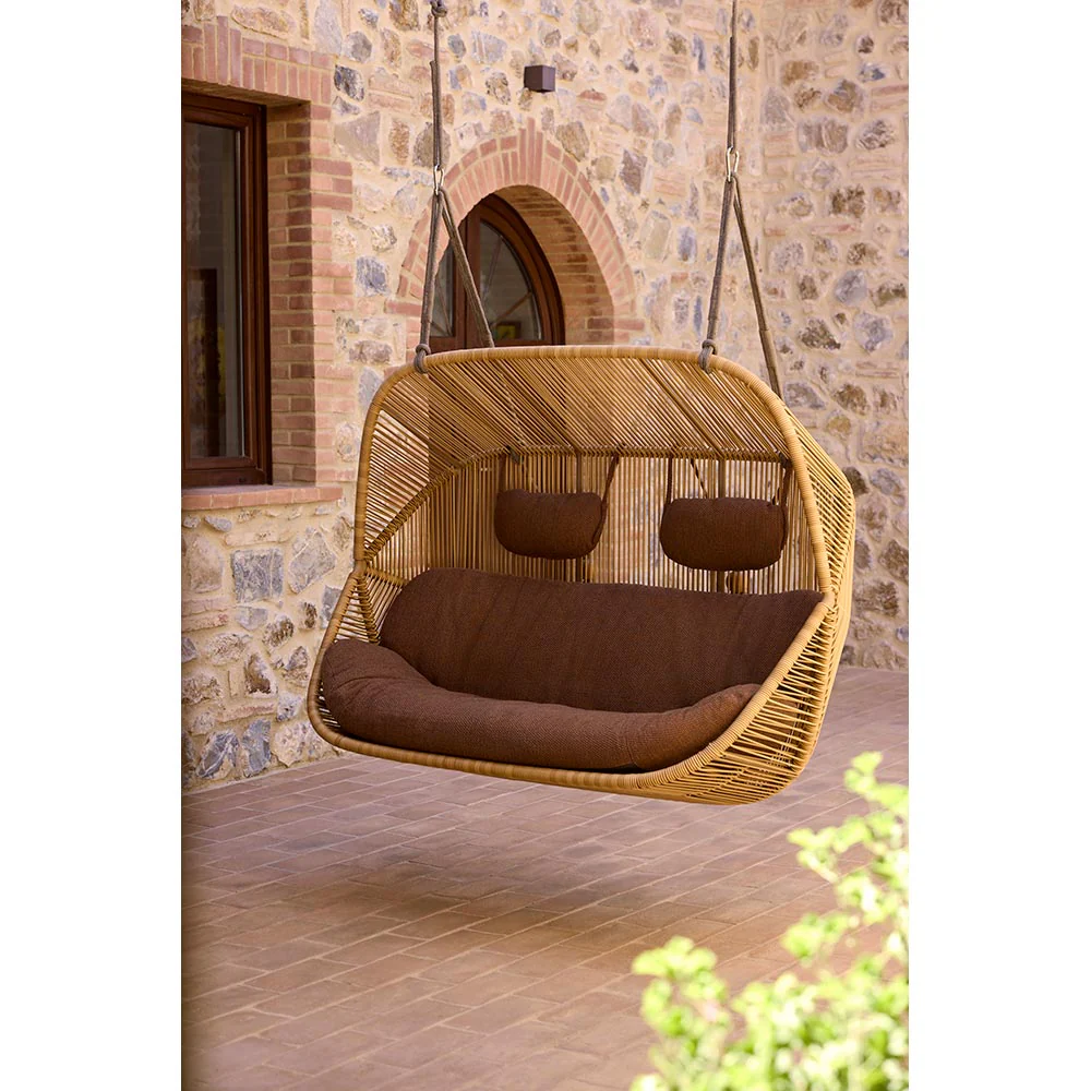 Hive Outdoor 2 Seater Sofa - Turmeric Yellow Cushions, Teak Base - Image 3