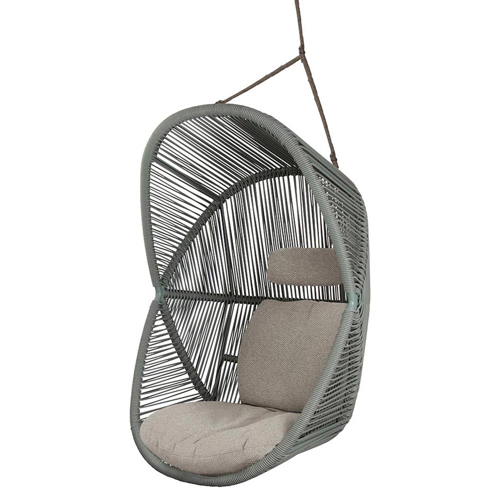Hive Outdoor Chair - Desert Sand Cushions, Dusty Green Weave Chair, Taupe Rope Suspension - Image 2