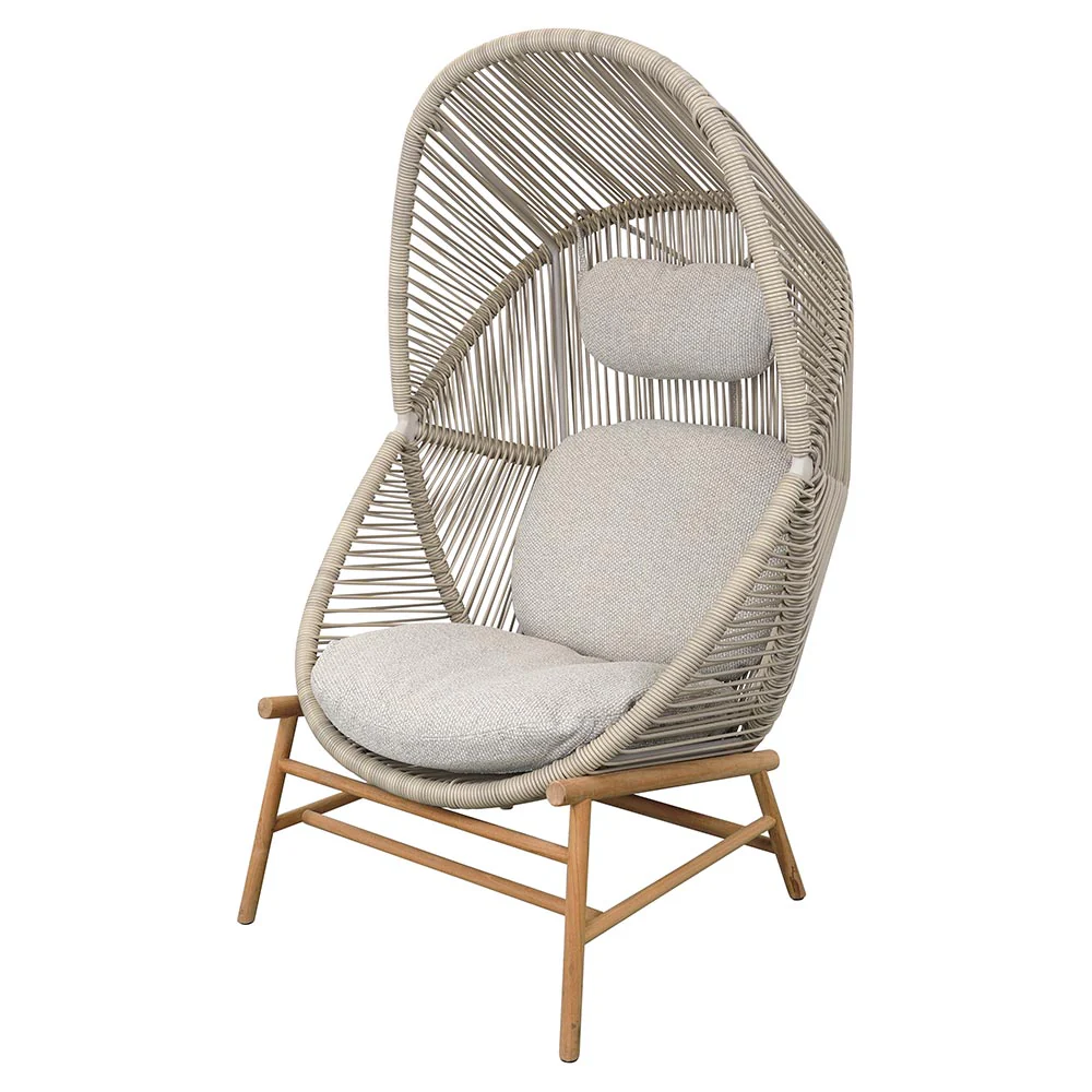 Hive Outdoor Chair - Desert Sand Cushions, Sand Weave Chair, Teak Base - Image 2
