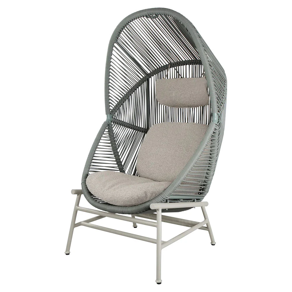 Hive Outdoor Chair - Light Brown Cushions, Dusty Green Weave Chair, Sand Aluminum Base - Image 2