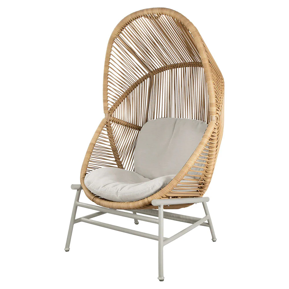 Hive Outdoor Chair - Sand Cushions, Natural Weave Chair, Sand Aluminum Base