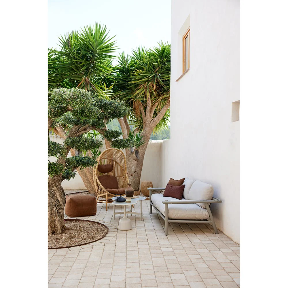 Hive Outdoor Chair - Sand Cushions, Sand Weave Chair, Dusty Green Aluminum Base - Image 10