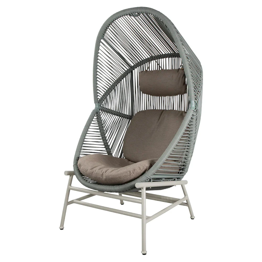 Hive Outdoor Chair - Taupe Cushions, Dusty Green Weave Chair, Sand Aluminum Base - Image 2