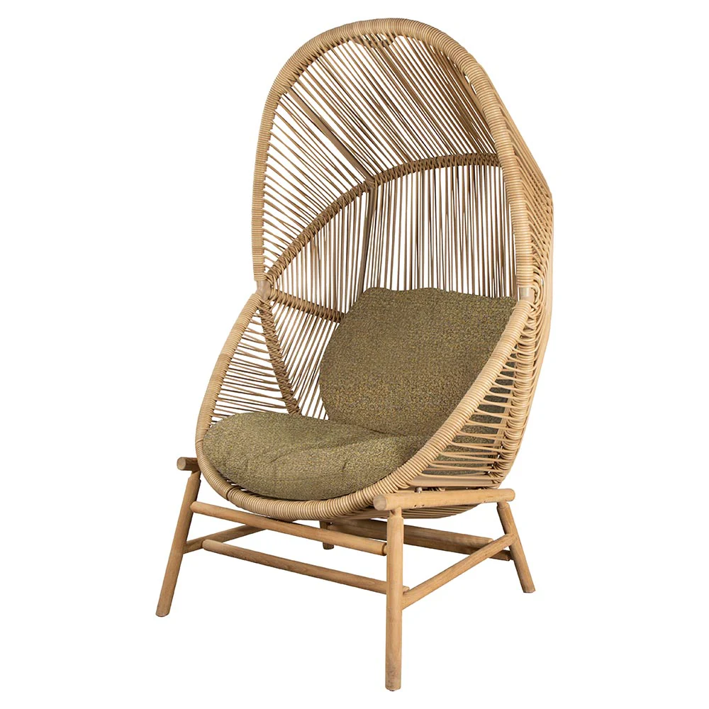 Hive Outdoor Chair - Turmeric Yellow Cushions, Natural Weave Chair, Teak Base