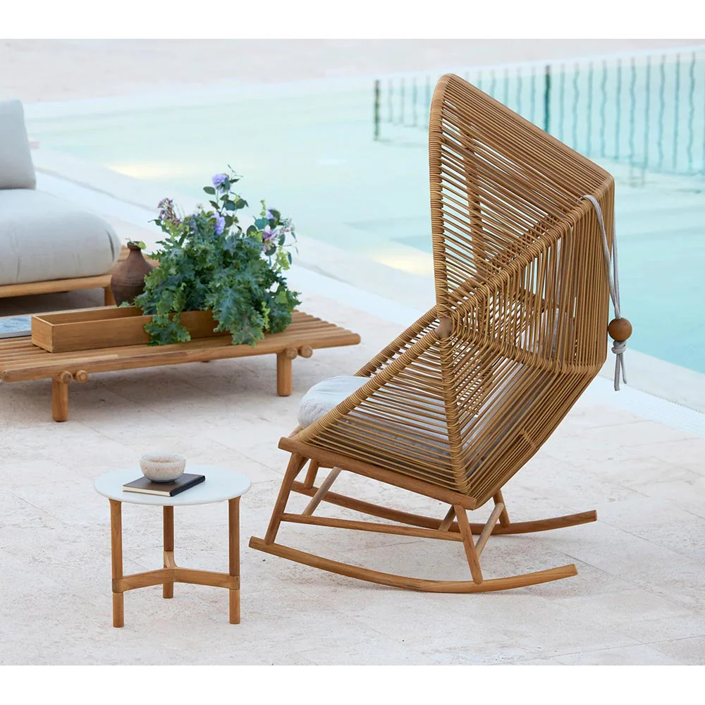 Hive Outdoor Rocking Chair - Light Brown Cushions, Sand Frame - Image 7