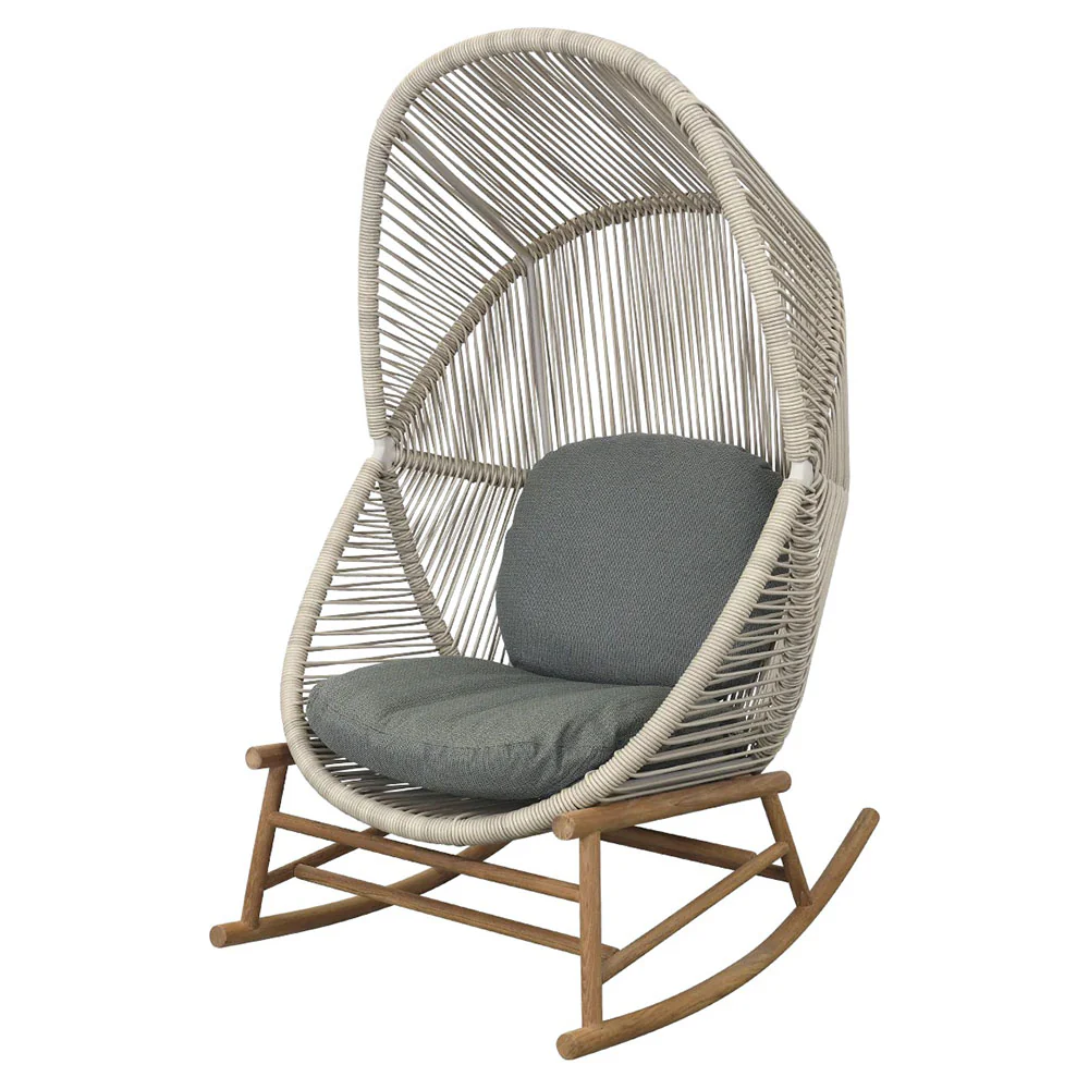 Hive Outdoor Rocking Chair - Light Green Cushions, Sand Frame