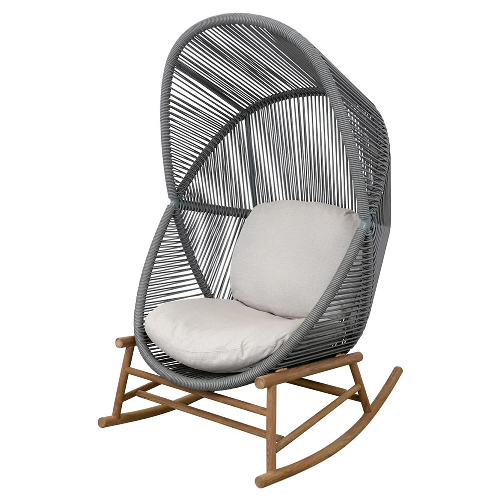 Hive Outdoor Rocking Chair - Sand Cushions, Dusty Green Frame