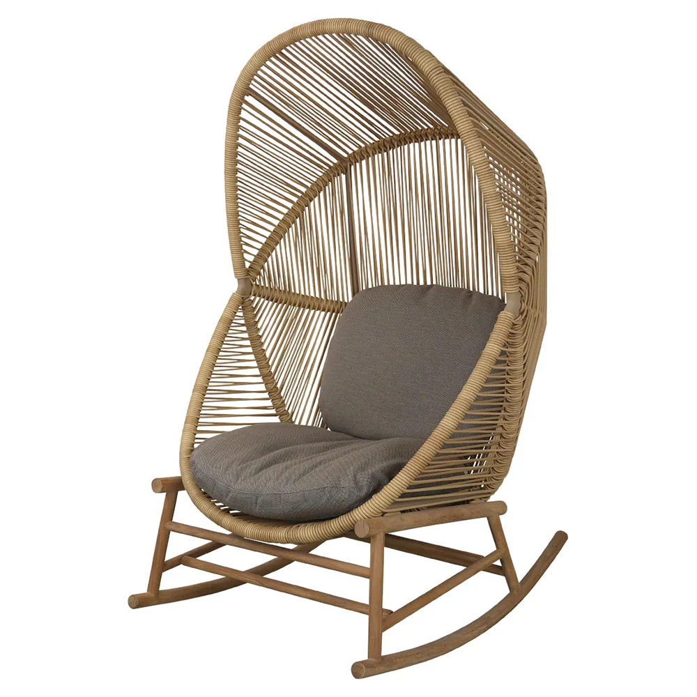 Hive Outdoor Rocking Chair - Taupe Cushions, Natural Frame