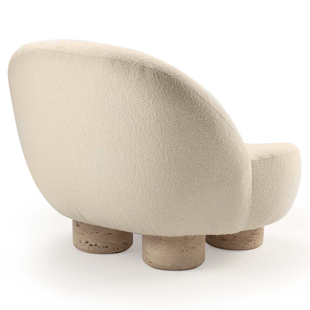 Hygge Armchair - White Boucle, Travertine Marble Feet - Image 3