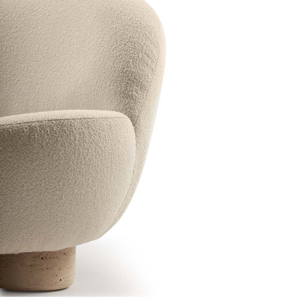 Hygge Armchair - White Boucle, Travertine Marble Feet - Image 5