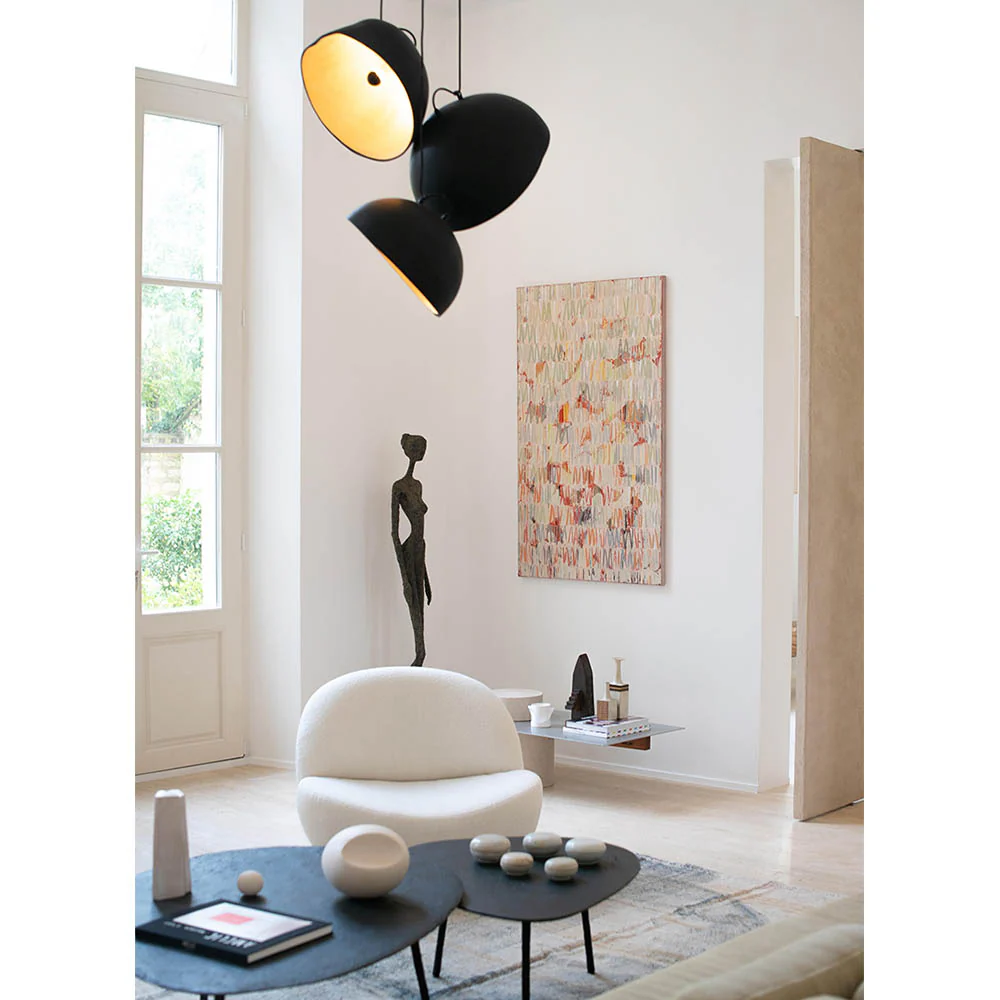Hygge Armchair - White Boucle, Travertine Marble Feet - Image 8