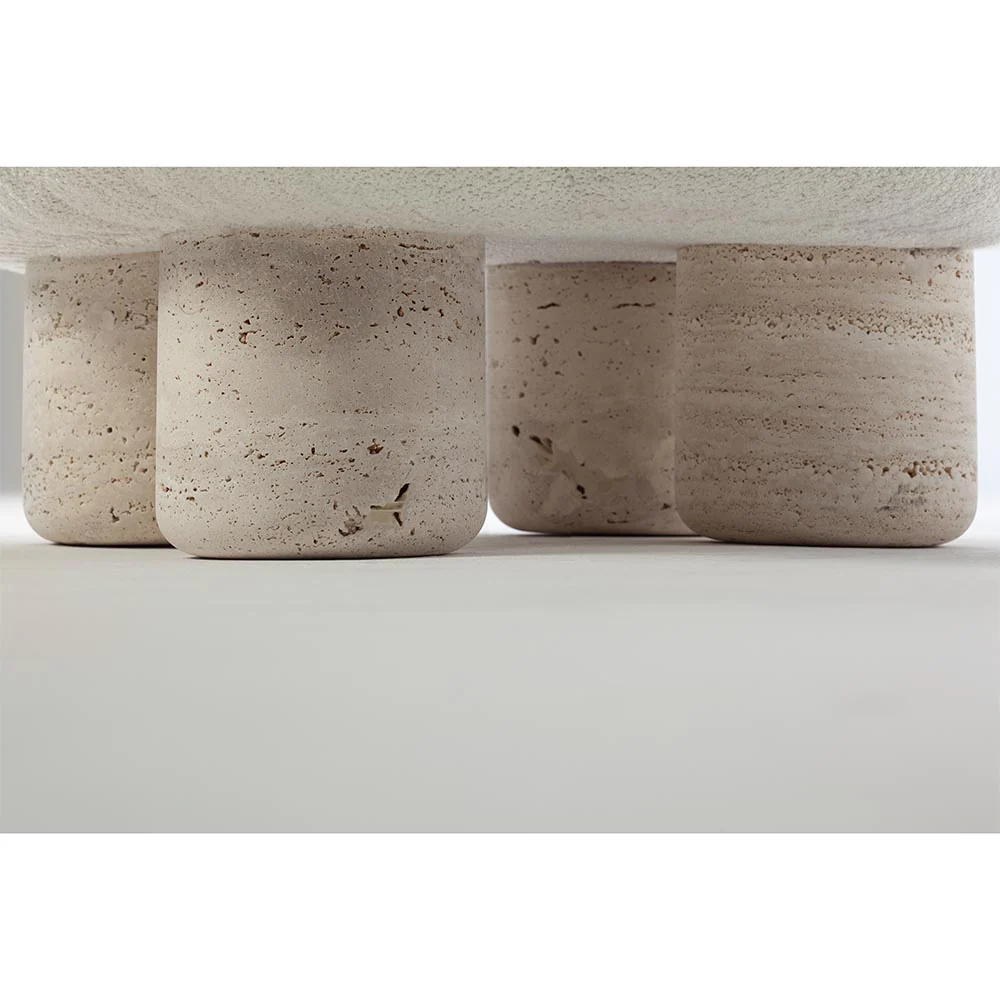 Hygge Lounge Chair - White Boucle, Travertine Marble Feet - Image 4