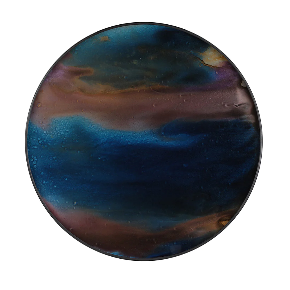 Indigo Organic Glass Tray - Round, Small