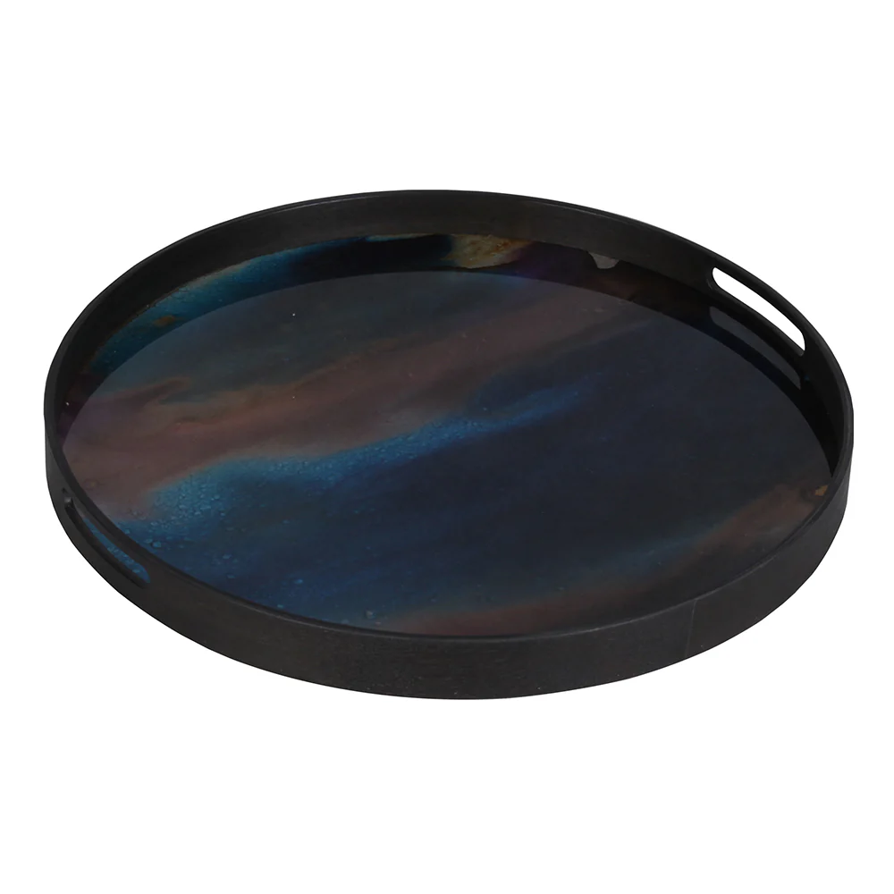Indigo Organic Glass Tray - Round, Small - Image 2