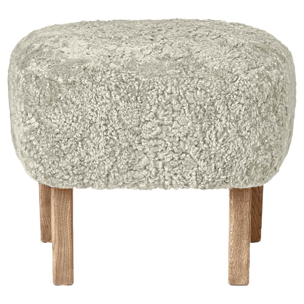 Ingeborg Footstool - Green Tea Sheepskin, Natural Oak