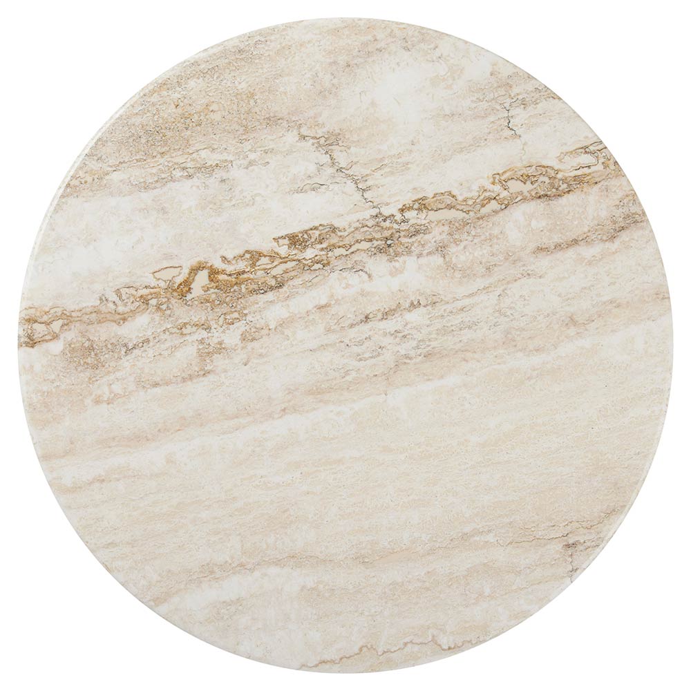 IOI Round Medium Coffee Table - Rippled Beige Travertine, Chrome Base - Image 2