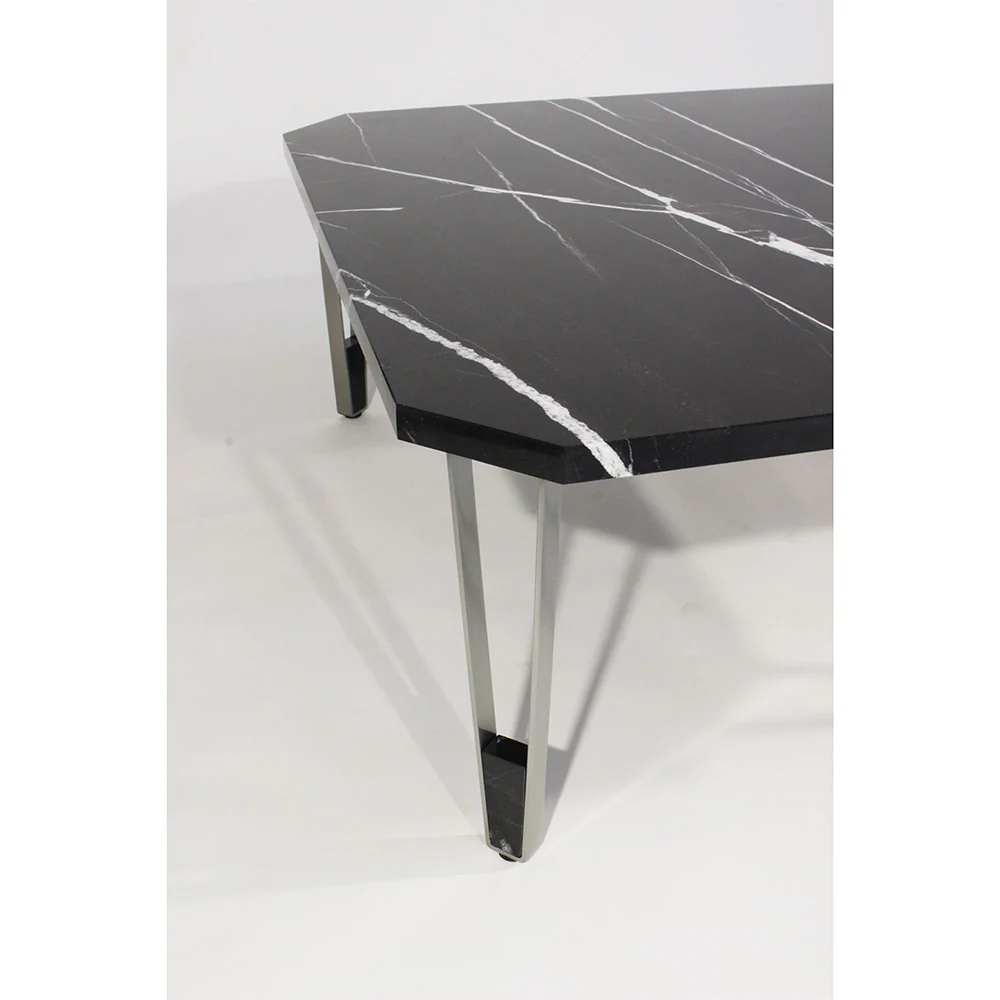 Ionic Square Coffee Table - Nero Marquina Marble - Image 3