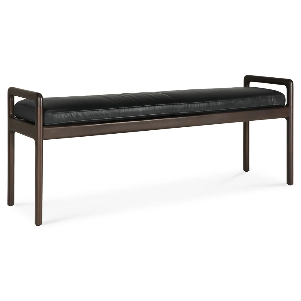 Jack Bench - Black Leather, Dark Brown Mahogany - Image 2