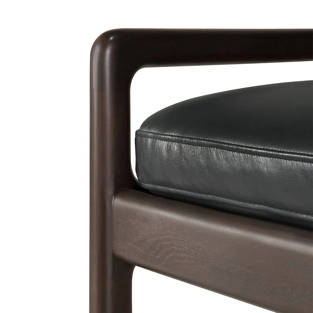 Jack Bench - Black Leather, Dark Brown Mahogany - Image 5