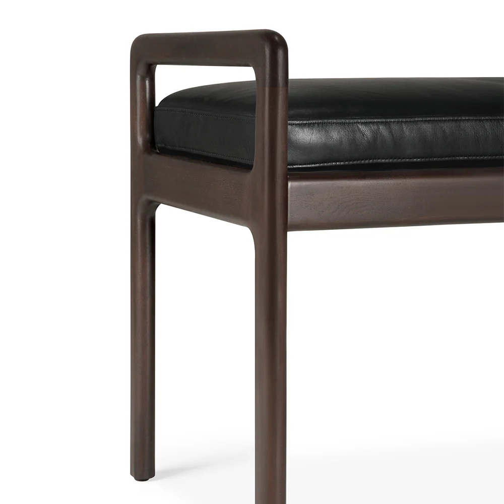 Jack Bench - Black Leather, Dark Brown Mahogany - Image 6