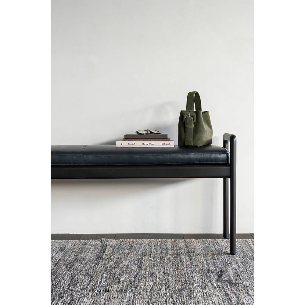 Jack Bench - Black Leather, Dark Brown Mahogany - Image 8