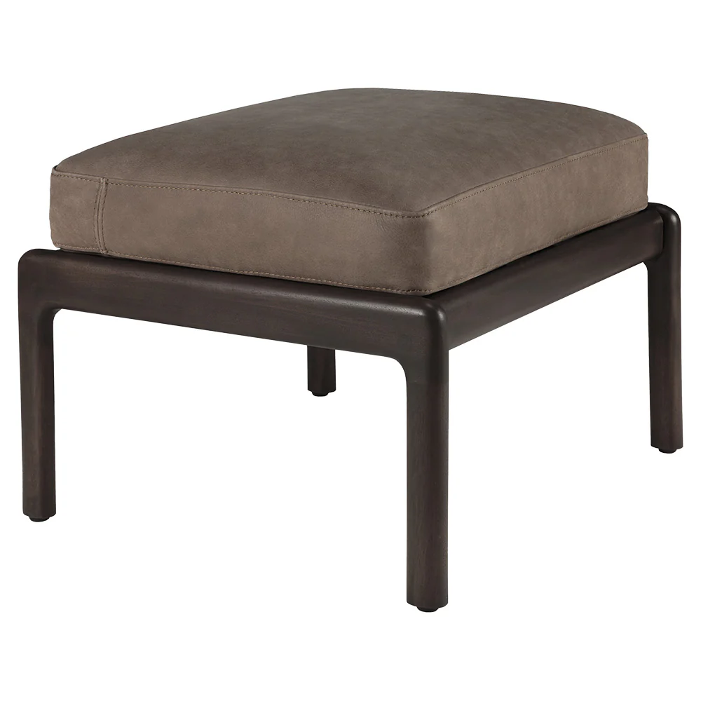 Jack Footstool - Terra Nubuck Leather, Dark Brown Mahogany - Image 2