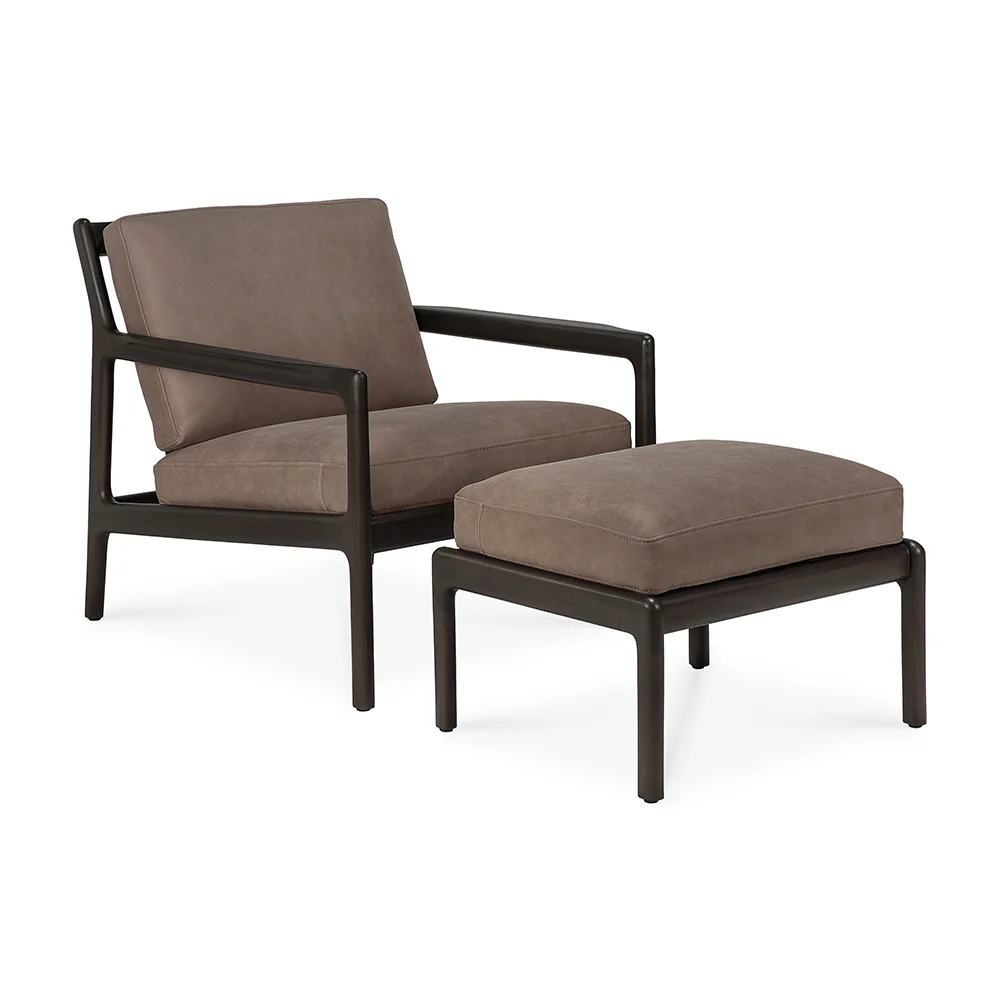 Jack Footstool - Terra Nubuck Leather, Dark Brown Mahogany - Image 4