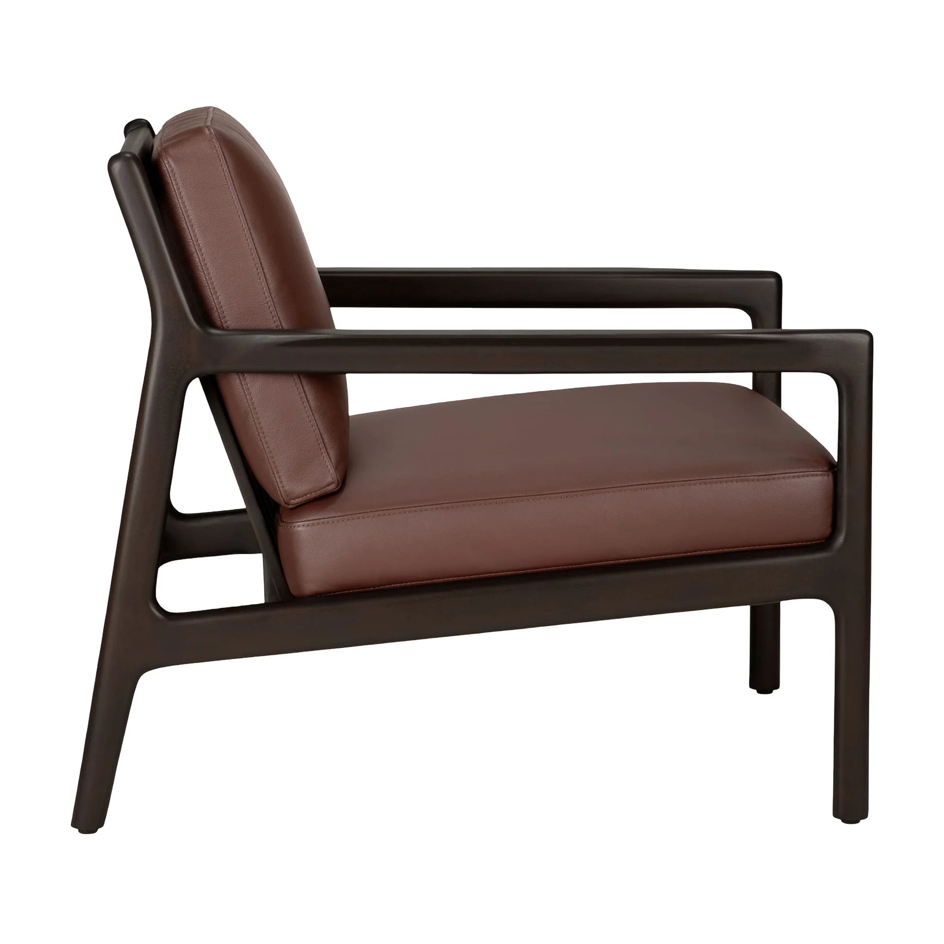 Jack Lounge Chair - Burgundy Leather, Dark Brown Mahogany - Image 3