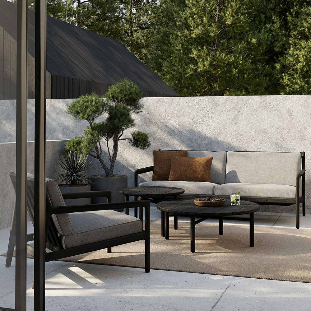 Jack Outdoor 2 Seater Sofa - Black Teak, Mocha - Image 4